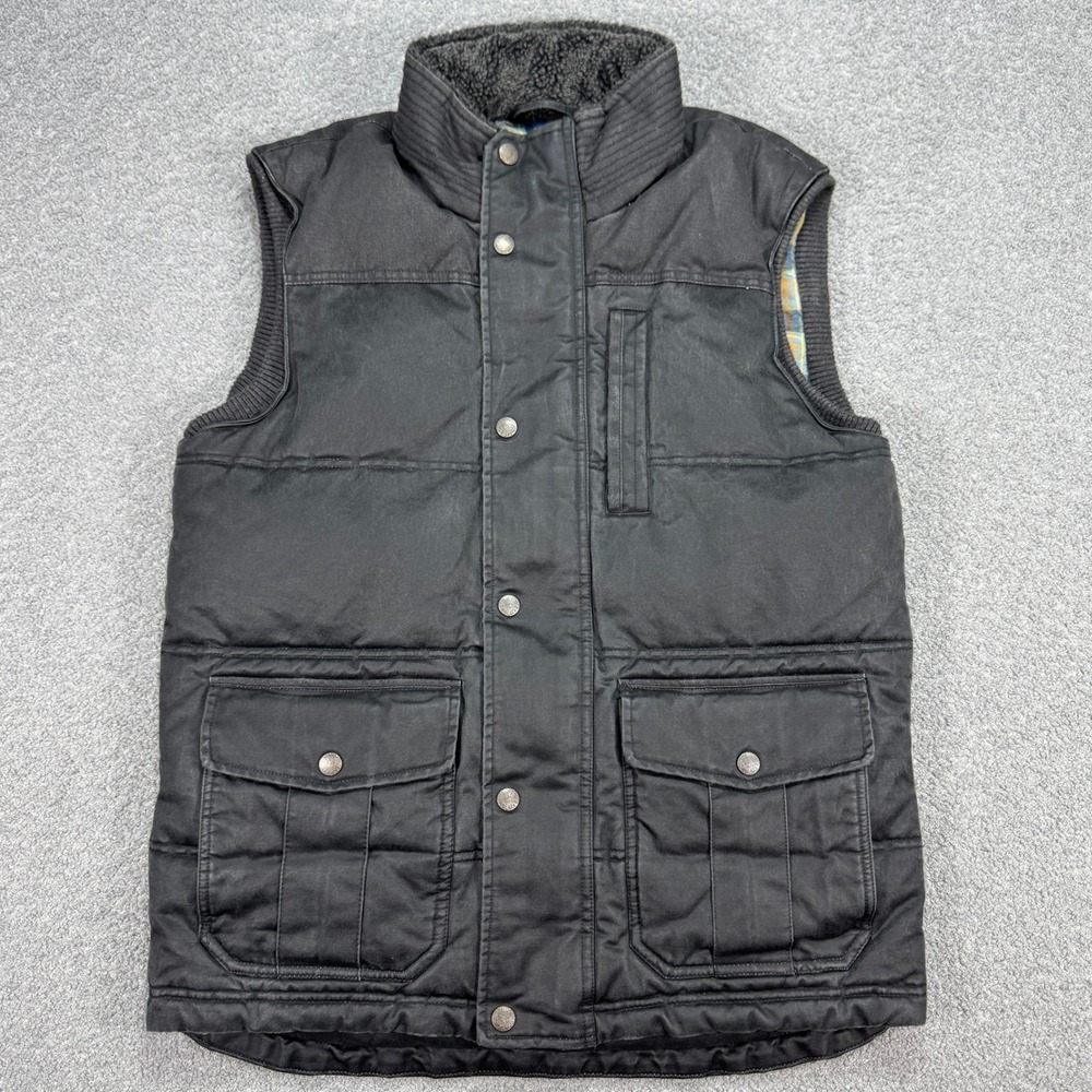 Fat Face Puffer Vest Men's Medium Gray Plaid Lined Insulated British Designed